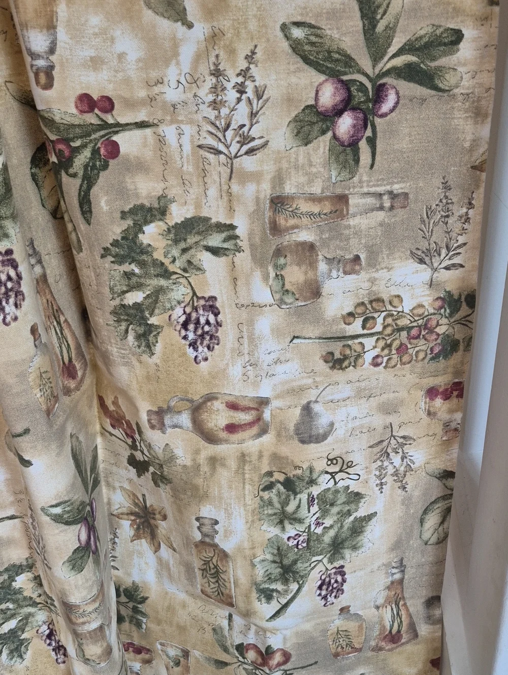 Two Golden Beige Botanical Print Valance Curtains 27x34 (54x34)